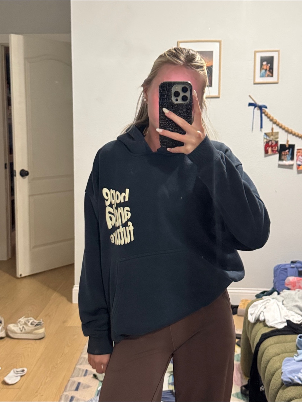 Navy elevated faith hoodie